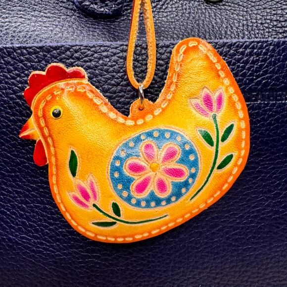 Genuine Leather Purse Charm Chicken Bag Charm Leather Flair Farm Lover NEW! - Picture 6 of 7